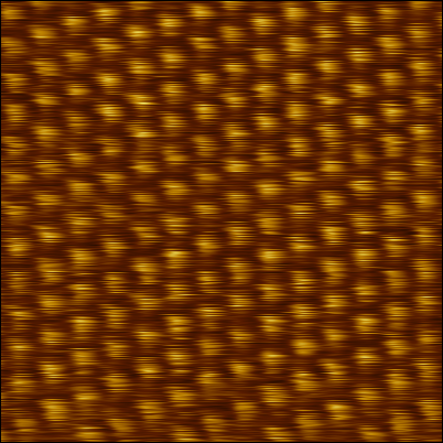 Gypsum atomic lattice_topography_DriveMount_xy 7.9 nm_z 330 pm